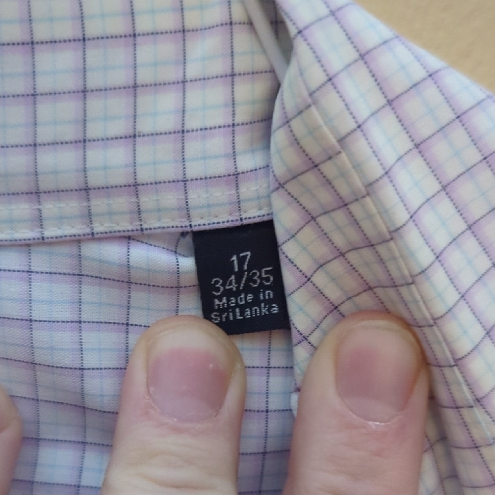 Nautica Men's White and Blue Plaid  Dress Shirt - Picture 4 of 8